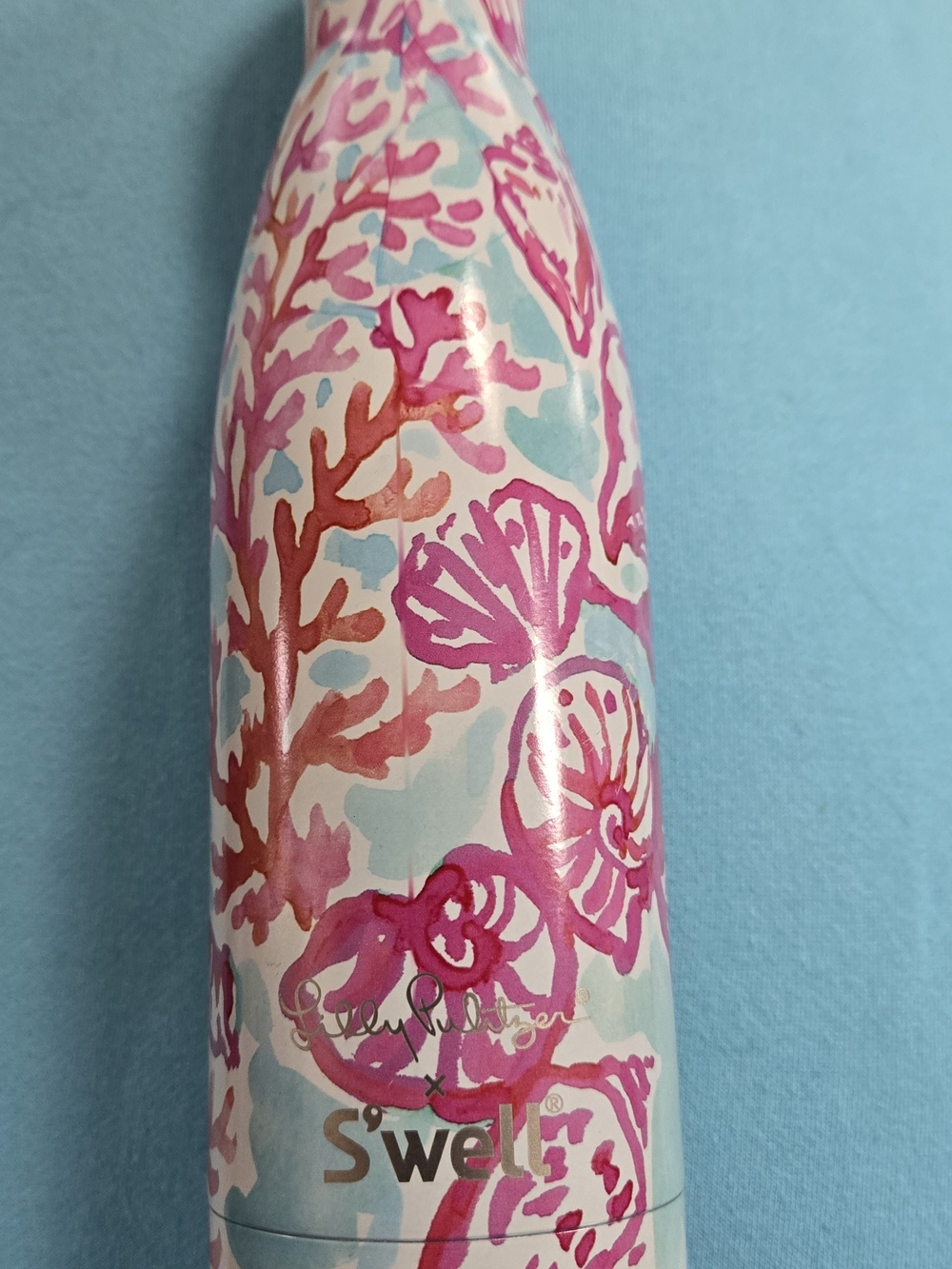 S'well Lilly Pulitzter Water Bottle Pink Coral Seas Stainless Bottle 17oz